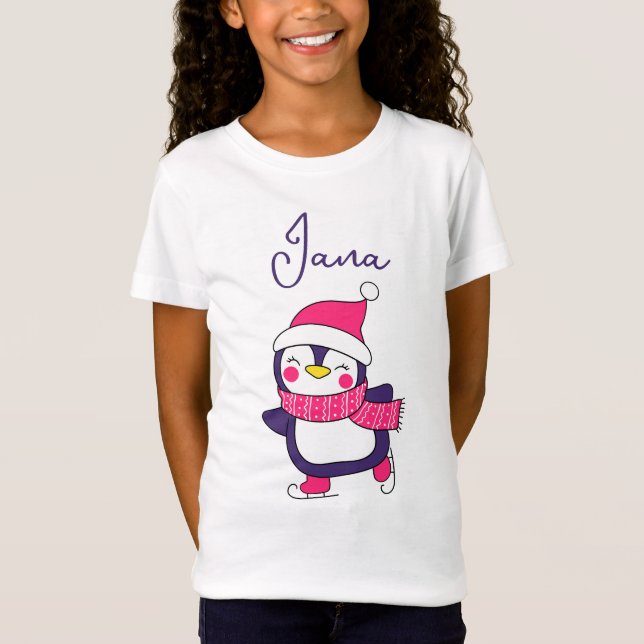 Camiseta Me Encanta Patinar El Pingüino Cute Chica (Anverso)