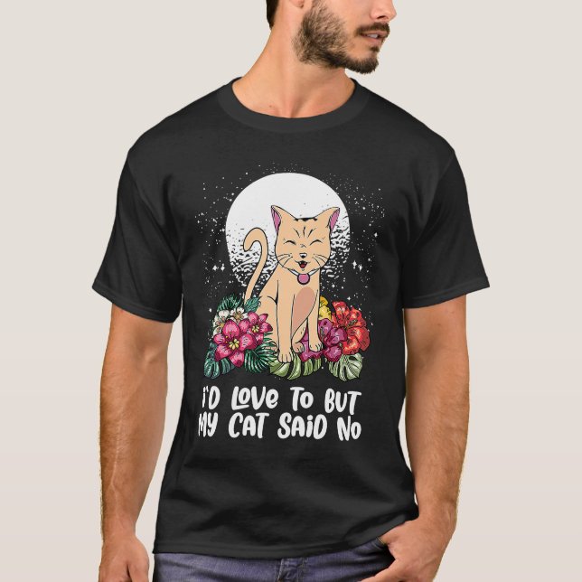 Camiseta Me encanta pero mi gato dijo nada de humor gatito (Anverso)