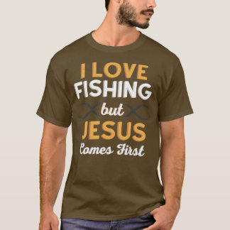 Camiseta Me Encanta Pescar Pero Jesús Viene Primero