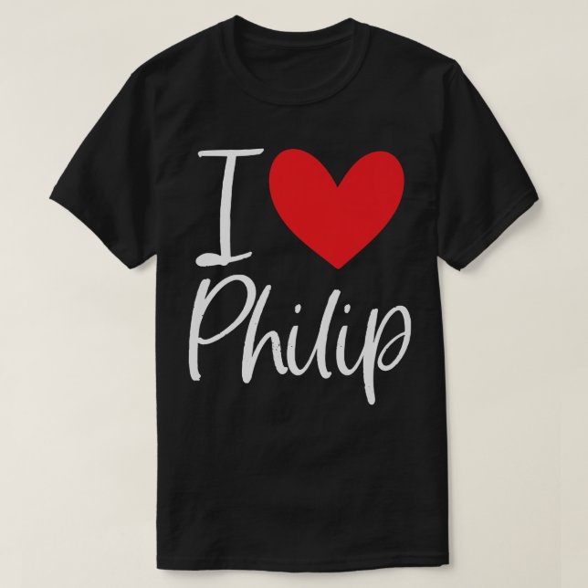 Camiseta Me encanta Philip Name Personalized Boy Man BFF Fr (Diseño del anverso)