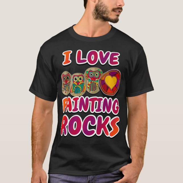 Camiseta Me encanta pintar piedras rock artístico premium (Anverso)