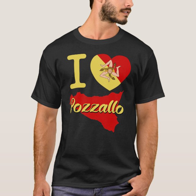 Camiseta Me Encanta Pozzallo (I Sicilian Heart Pozzallo) (Anverso)