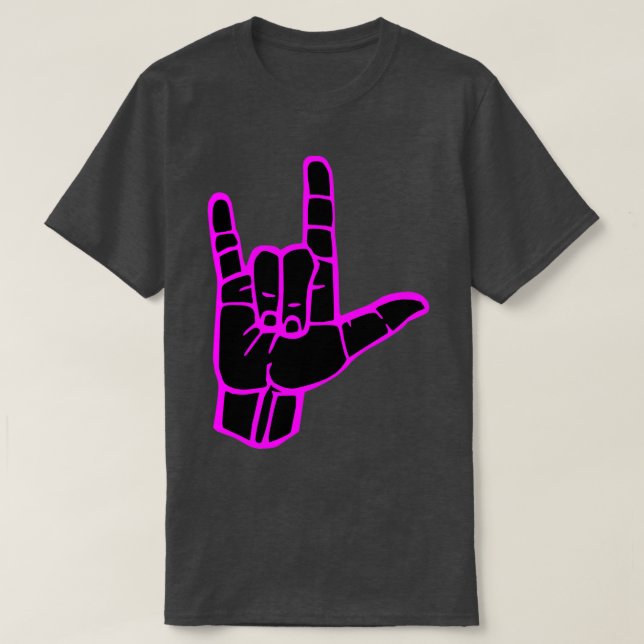 Camiseta ME ENCANTA QUE firme el Rótulo de contorno rosado  (Diseño del anverso)