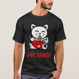 Camiseta Me Encanta Ramen Noodle Cat Mujeres Jóvenes Chicas