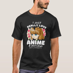 Camiseta Me Encanta Realmente Anime Y Esbozo Ca Japonesa