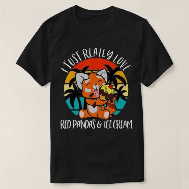 Camiseta Me Encanta Realmente El Hielo De Verano Rojo Panda (Diseño del anverso)