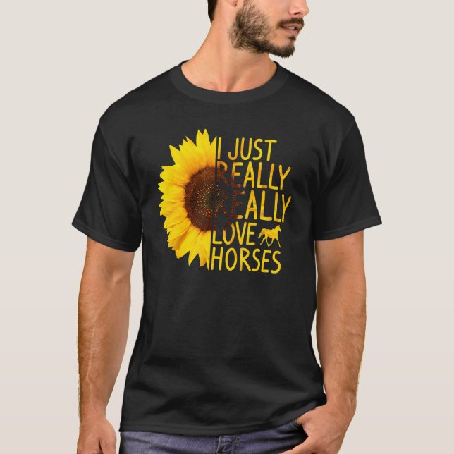 Camiseta Me Encanta Realmente Los Caballos Hombres Ocupan E (Anverso)