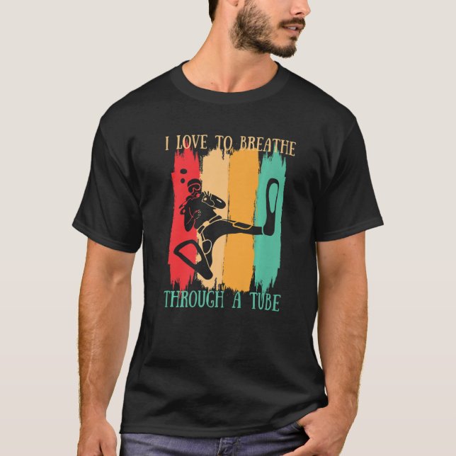Camiseta Me Encanta Respirar A Través De Un Submarinismo En (Anverso)