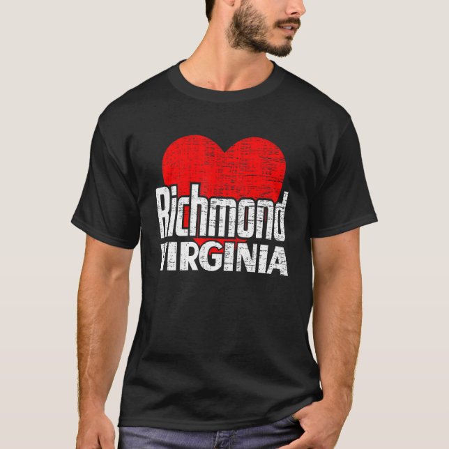 Camiseta Me encanta Richmond Virginia Retro Big Heart Richm (Anverso)