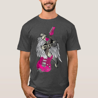 Camiseta Me encanta Rock and Roll Guitar Angel Wings chico