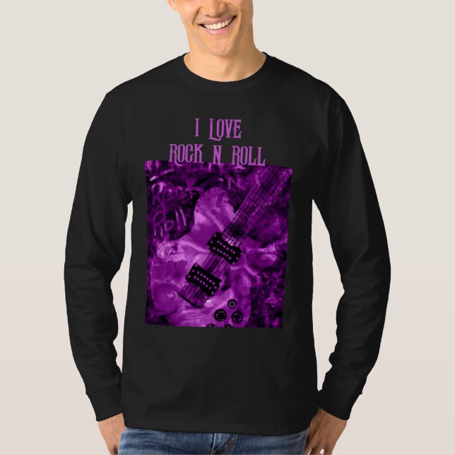 Camiseta Me encanta Rock N Roll Electric Guitarra Pintando  (Anverso)