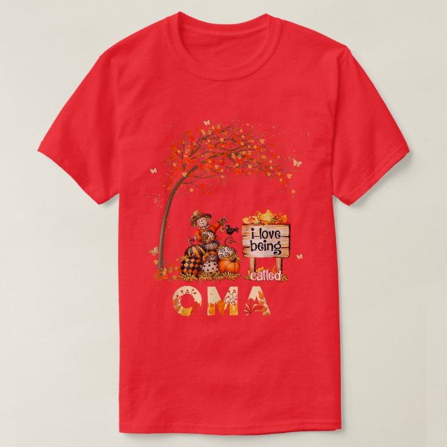 Camiseta Me Encanta Ser Llamado Oma Farmer Fall Leaves Otoñ (Diseño del anverso)