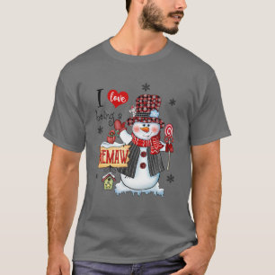 Camiseta Me Encanta Ser Memaw Snowman Navidades Red Plaid G