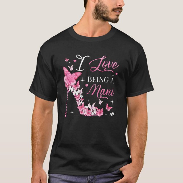 Camiseta Me encanta ser nani mariposas de tacón alto madre  (Anverso)