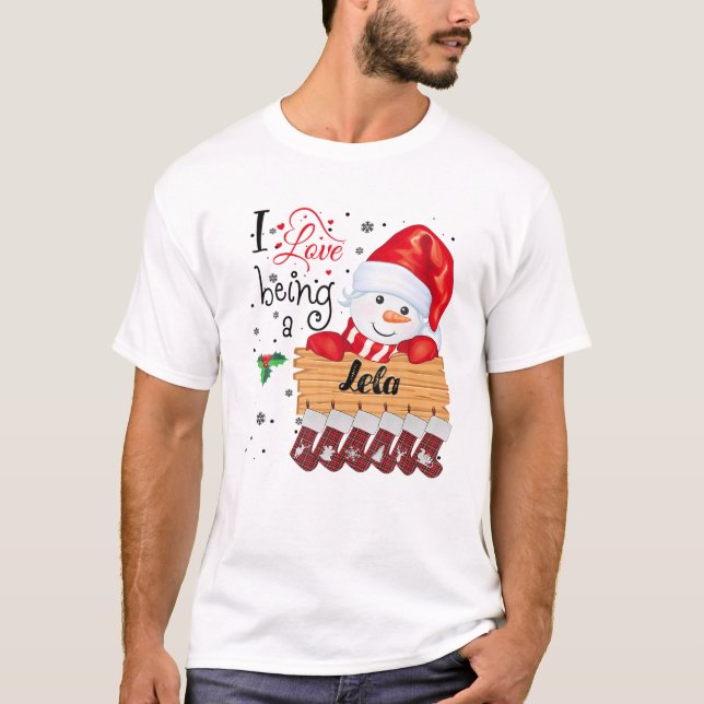 Camiseta Me Encanta Ser Navidad De Familia Lela Snowman (Anverso)