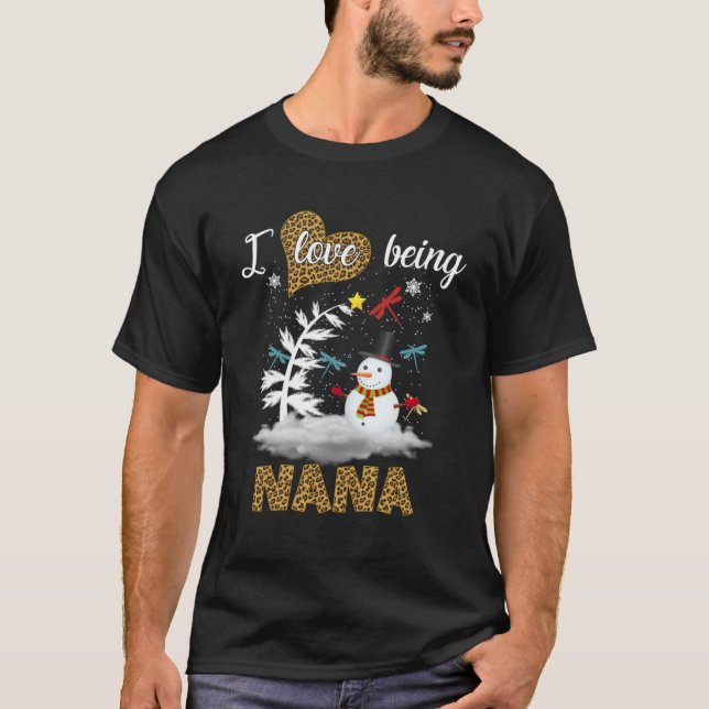 Camiseta Me Encanta Ser Navidades De Nana Snowman Leopard (Anverso)