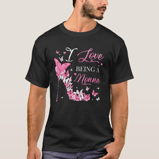 Camiseta Me encanta ser nonna mariposas de tacón alto de ma (Anverso)