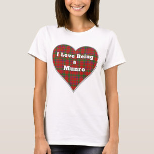 Camiseta Me encanta ser un clan de Munro Tartan Plaid Heart