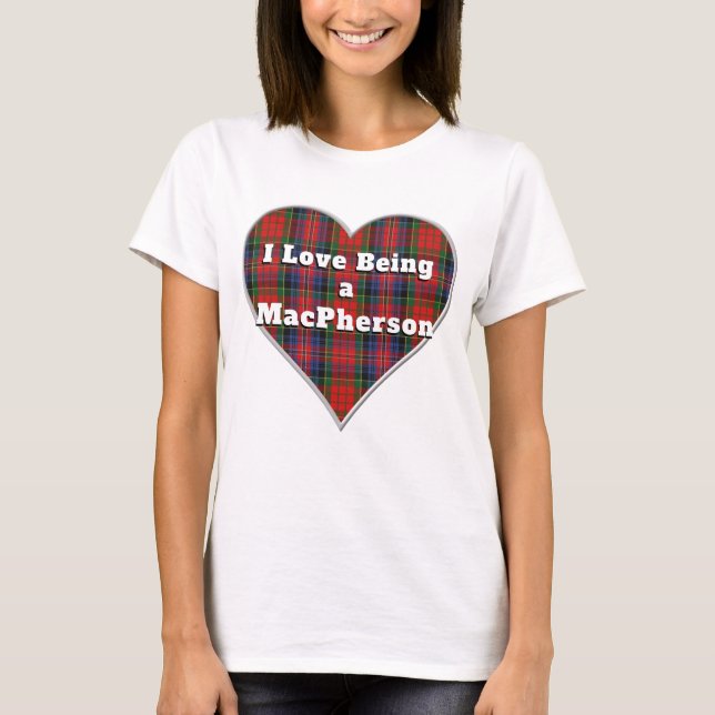 Camiseta Me encanta ser un corazón de MacPherson Red Tartán (Anverso)