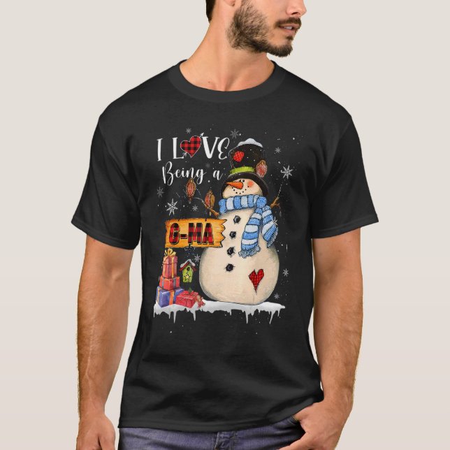 Camiseta Me Encanta Ser Un G mamáes Snowman Navidad Familia (Anverso)