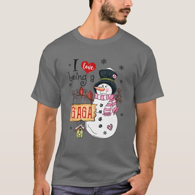 Camiseta Me Encanta Ser Un Gaga Navidades De Snowman Con Di (Anverso)