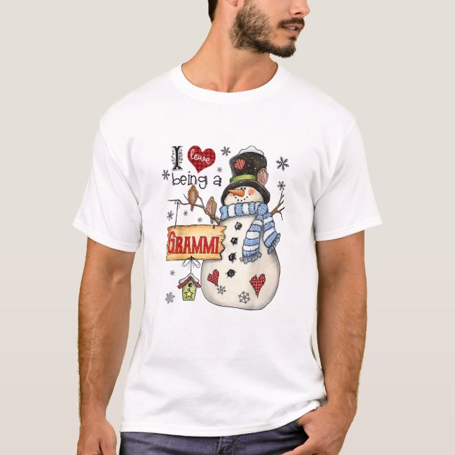 Camiseta Me Encanta Ser Un Grammi Snowman De Familia Divert (Anverso)