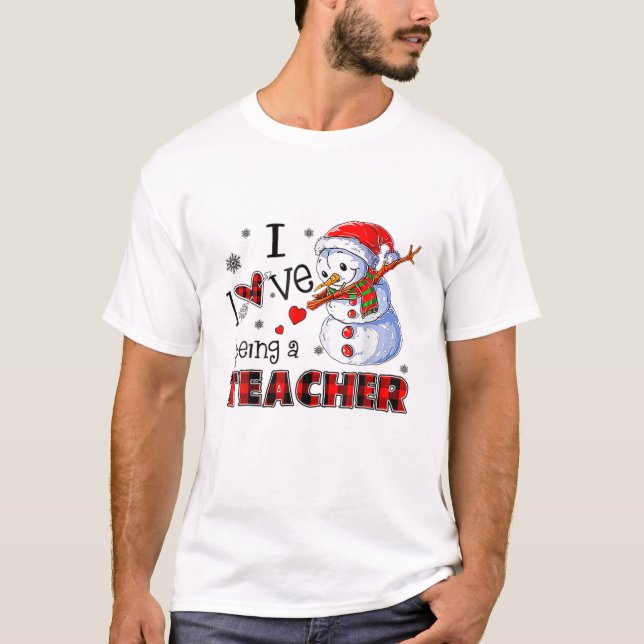 Camiseta Me Encanta Ser Un Profesor Navidades Dabbing Snowm (Anverso)