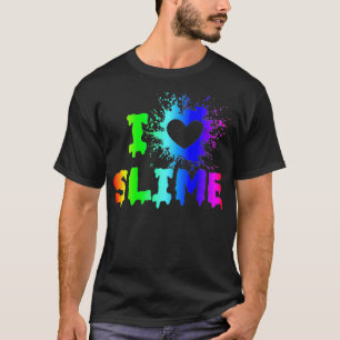 Camiseta Me encanta Slime Funny Rainbow Bright Heart Craft 