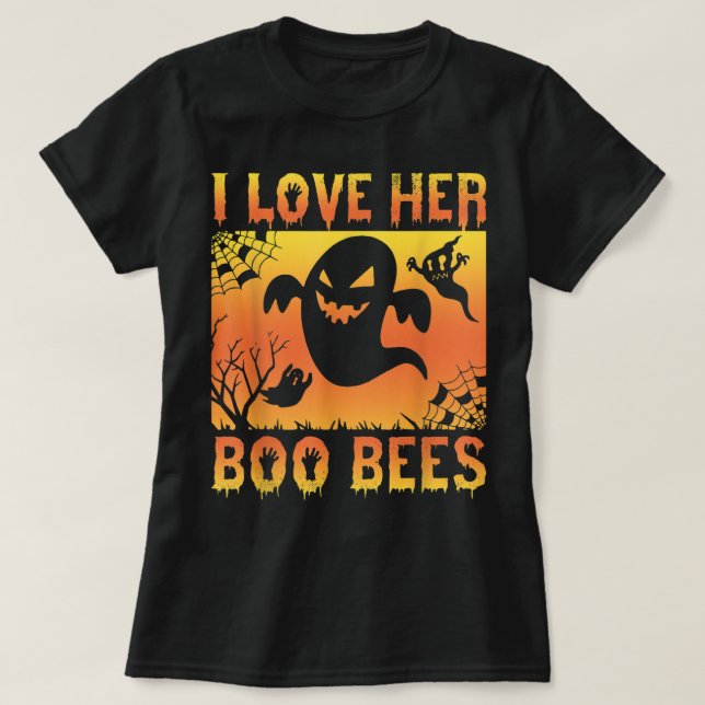 Camiseta Me Encanta Su Boo Abejas Fantasma Halloween (Diseño del anverso)