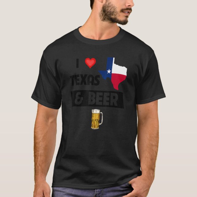 Camiseta Me Encanta Texas Y La Cerveza Vidrio Que Se Está P (Anverso)