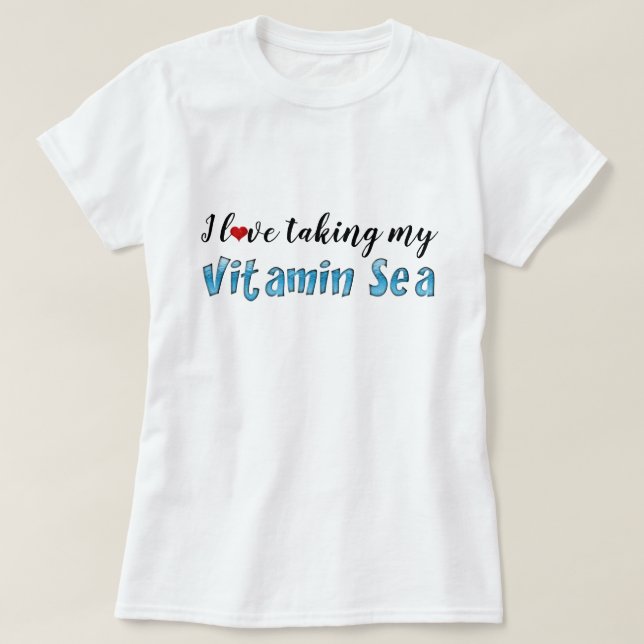 Camiseta Me encanta tomar mi tipografía azul del océano mar (Diseño del anverso)