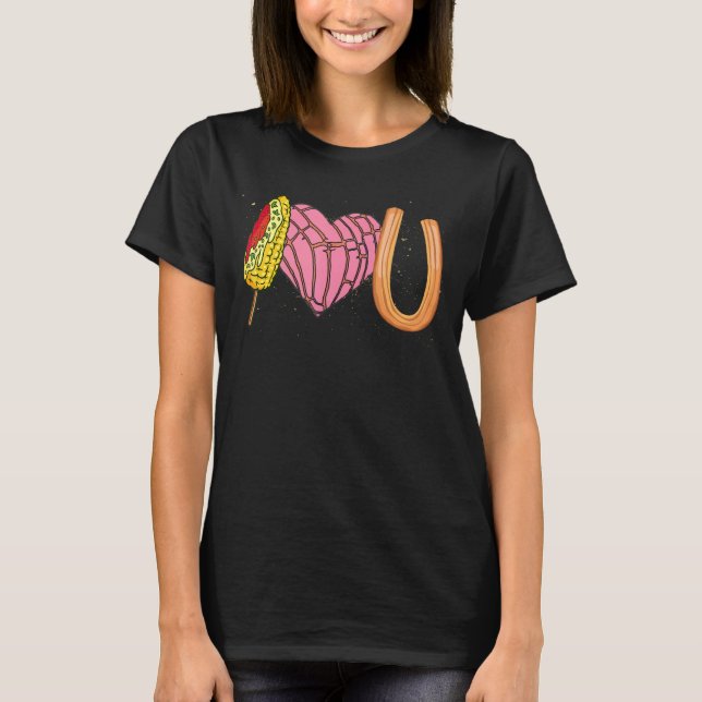 Camiseta Me Encanta Tu Día de San Valentín Mexicano Conchas (Anverso)