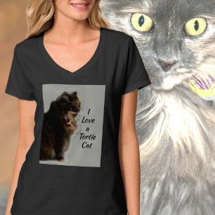 Camiseta Me encanta una fotografía felina de un gato tortit