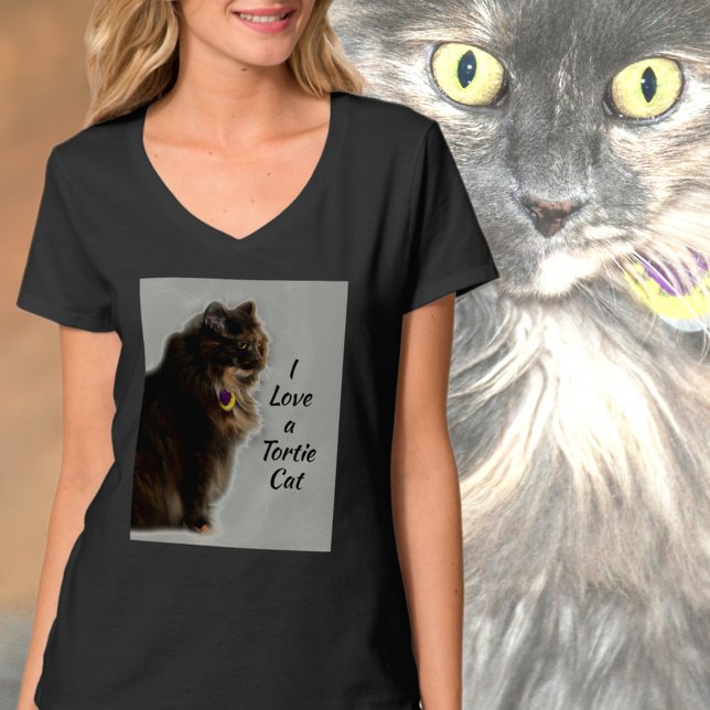 Camiseta Me encanta una fotografía felina de un gato tortit (Subido por el creador)