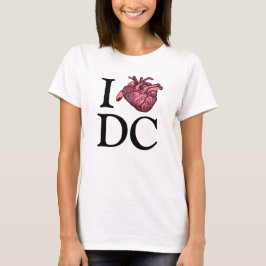 Camiseta Me encanta Wash, DC con corazón anatómicamente cor