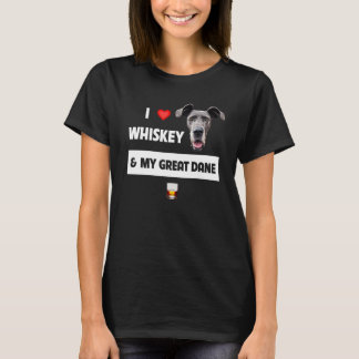 Camiseta Me Encanta Whiskey Y Mi Gran Bebida De Perro Dane