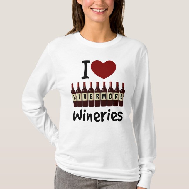 Camiseta Me encantan las bodegas de vinos Livermore Botella (Anverso)
