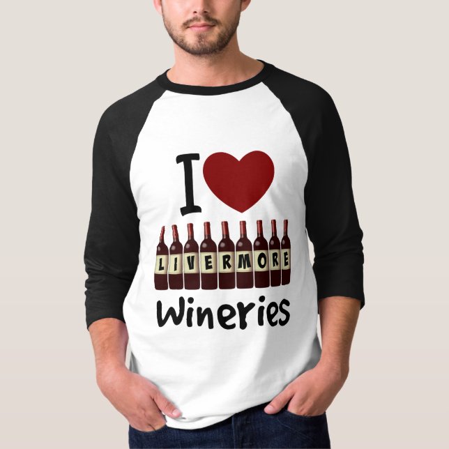 Camiseta Me encantan las bodegas de vinos Livermore Botella (Anverso)