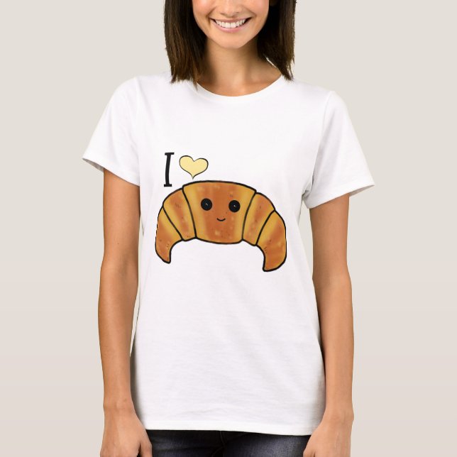 Camiseta Me encantan las citas divertidas croissant pastele (Anverso)