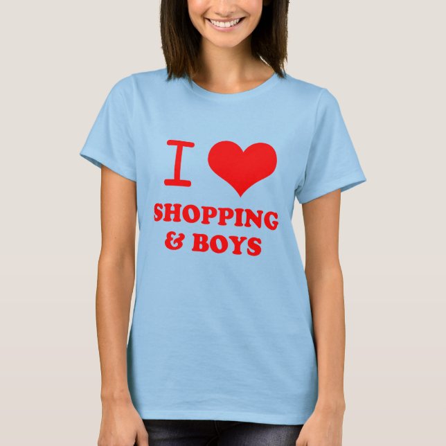 Camiseta me encantan las compras y los chicos (Anverso)