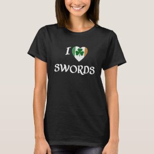 Camiseta Me encantan las espadas Irlanda Eire Flag Heart Sh