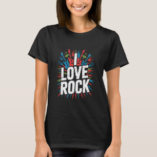 Camiseta Me encantan las guitarras de música rock Micrófono