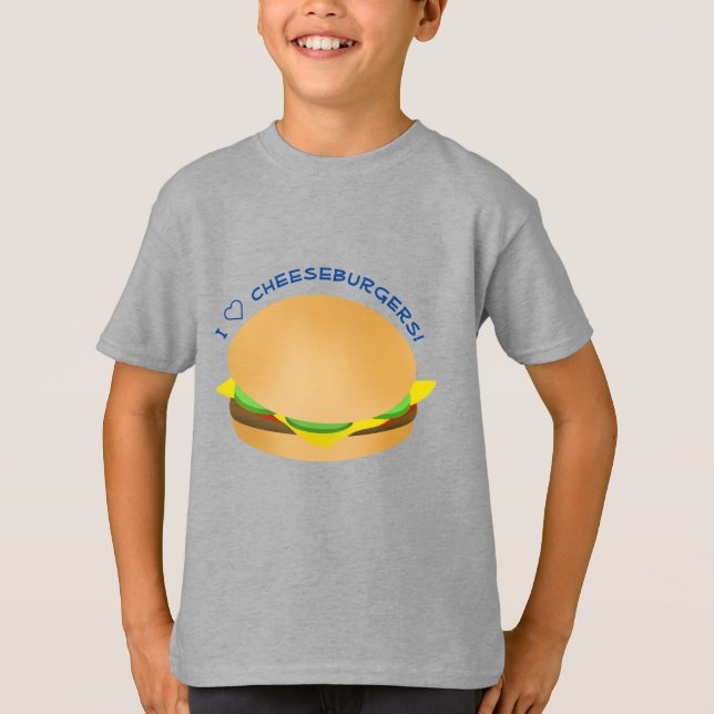 Camiseta Me encantan las hamburguesas de queso de niños (Anverso)