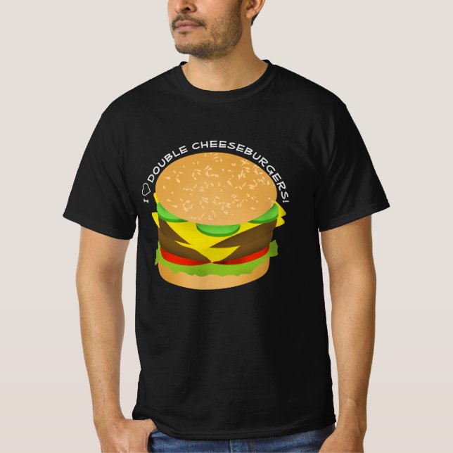 Camiseta Me encantan las hamburguesas dobles de queso (Anverso)