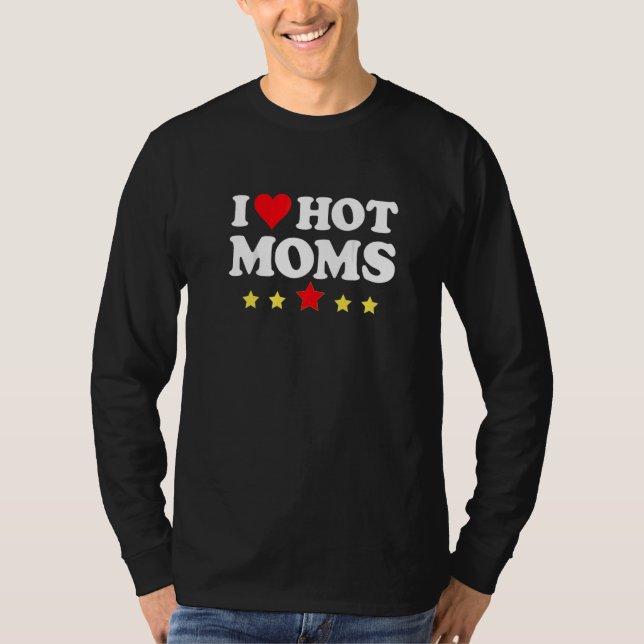 Camiseta Me encantan las mamás calientes, el corazón rojo,  (Anverso)