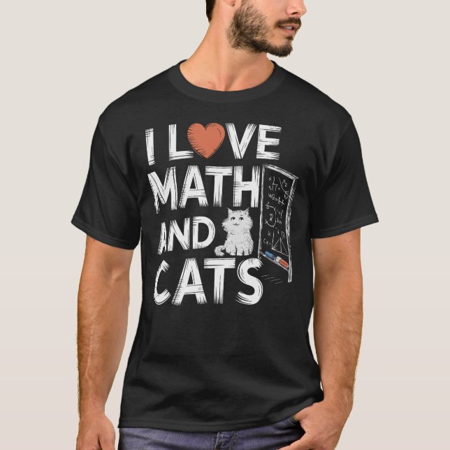 Camiseta Me Encantan Las Matemáticas Y Los Gatos Graciosos  (Anverso)
