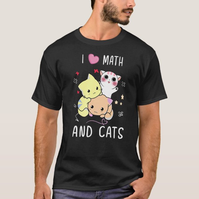 Camiseta Me Encantan Las Matemáticas Y Los Gatos La Forma D (Anverso)