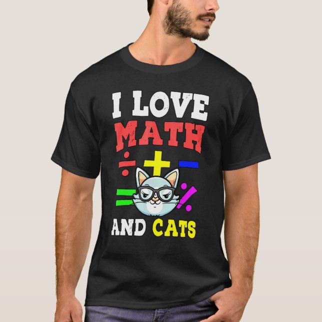Camiseta Me Encantan Las Matemáticas Y Los Gatos Maestros D (Anverso)