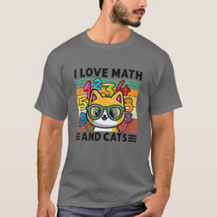 Camiseta Me Encantan Las Matemáticas Y Los Gatos Matemático