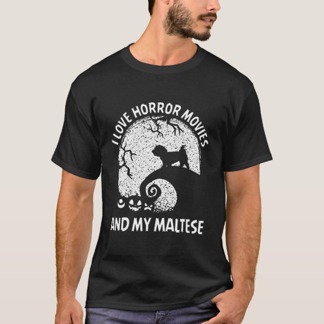 Camiseta Me Encantan Las Películas De Horror Y Mi Halloween (Anverso)